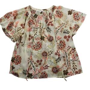 Olivaceous Floral Short Sleeve Blouse Small